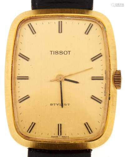 A stylish Tissot gold plated oblong gentleman's wristwatch, ...