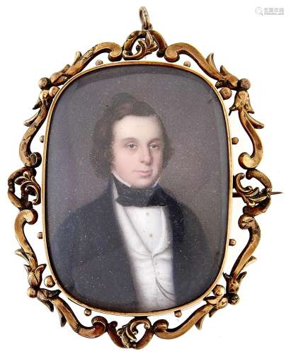 English School, c1850 - Portrait Miniature of a Gentleman, i...