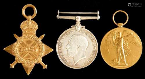 World War I group of three, 1914-15 Star, British War Medal ...