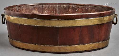 A George III brass bound oval mahogany wine cooler, late 18t...