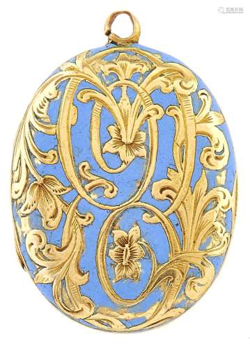 A Victorian 15ct gold and enamel locket, 8g