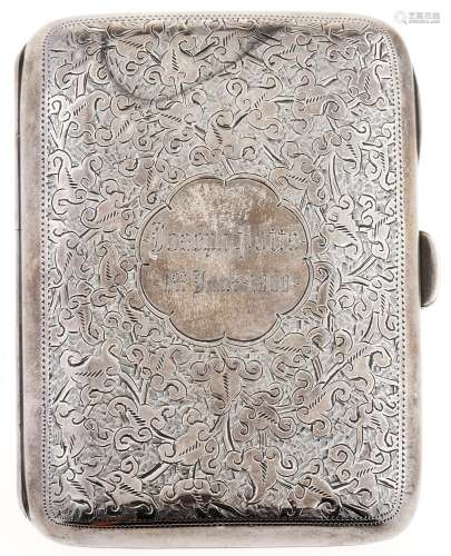 A Victorian silver cigarette case, foliate engraved overall,...
