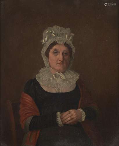 British School, 19th c - Portrait of a Lady, seated half len...