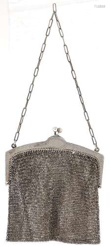 A silver and other mail evening purse, c1920, with engine tu...