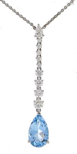 A diamond and aquamarine necklet, diamond approx. 0.68ct, aq...