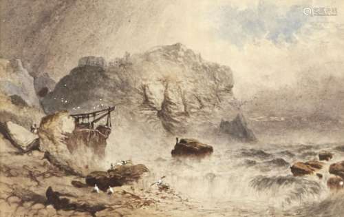 Thomas Hart, FSA (1820-1886) - Storm at a Coastal Quarry, We...