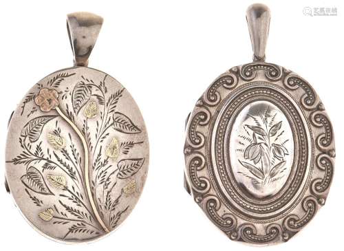 A Victorian oval silver locket, with c scroll border, 48mm e...