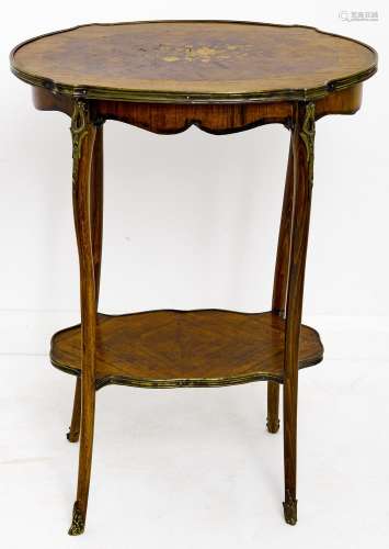 A French kingwood, marquetry and stained wood table ambulant...
