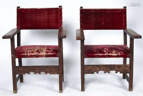 Six Spanish and North Italian walnut armchairs, late 17th c ...