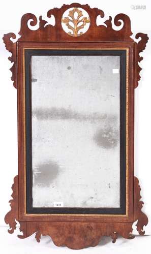 A Victorian walnut and giltwood fretwork mirror, 98 x 57cm S...