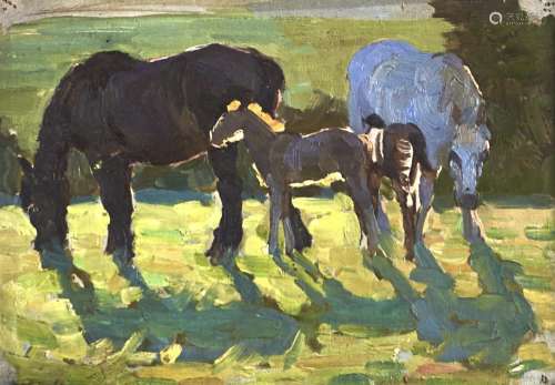 Winifred Wilson (1882-1973) - Study of Horses, signed, oil o...