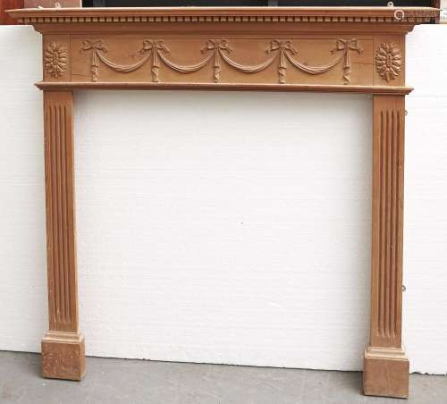 Two pine chimneypieces, 20th c, in George III style, 126cm h...