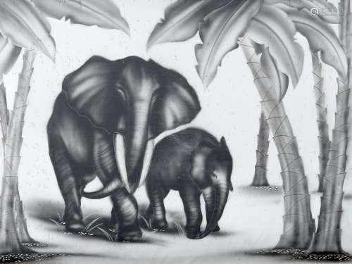 Hugues Engelhard (fl 1920s/30s) - Elephant and Calf, silver ...