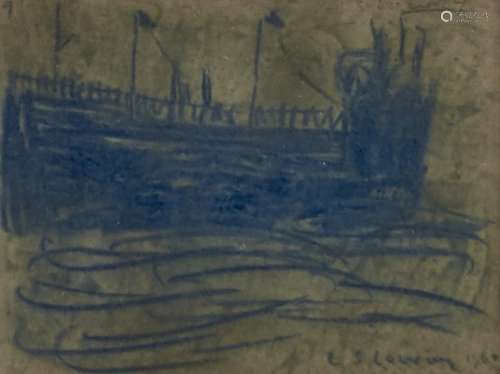 Manner of L S Lowry - A Wall, bears signature and date, blue...