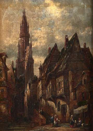 Henry Schafer (1841-1916) - Antwerp, signed and indistinctly...