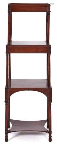 A George IV mahogany whatnot, c1820, of three square tiers, ...