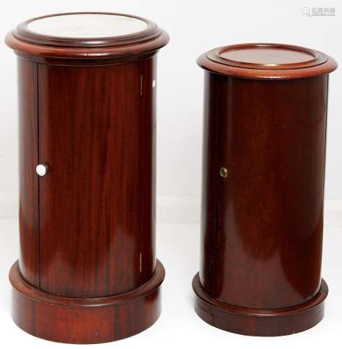 Two Victorian mahogany cylindrical pot cupboards, late 19th ...