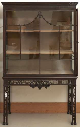 A Victorian mahogany Chippendale revival china cabinet, late...