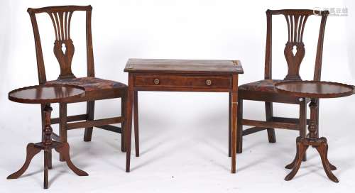 A Victorian inlaid mahogany side table, 63cm h; 71cm w, a co...