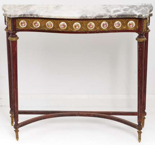A giltmetal mounted mahogany-stained serpentine side table, ...