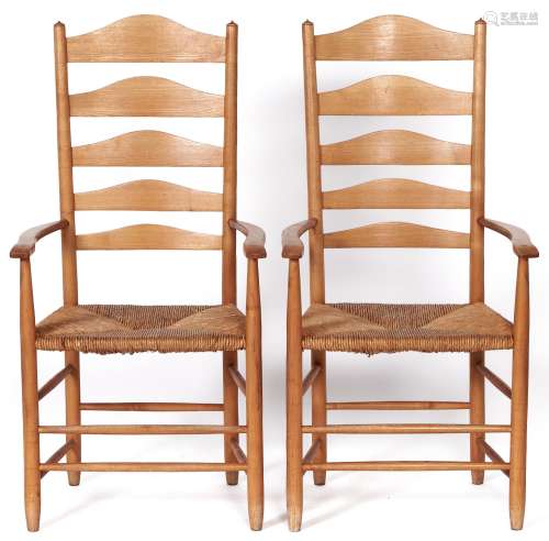 A pair of Cotswold School ash chairs, designed by Ernest Jim...