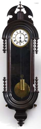 A mahogany-stained Continental wall clock, c1880, arched mou...