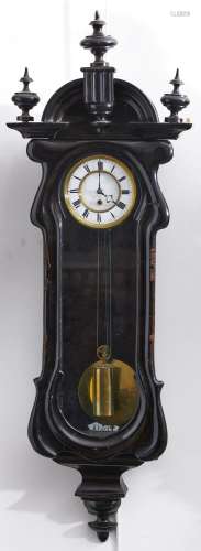 A Continental ebonised wall clock, late 19th c, the flared c...
