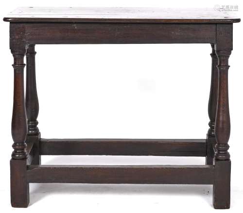 A joined oak table, 20th c, in 17th c English style, the boa...