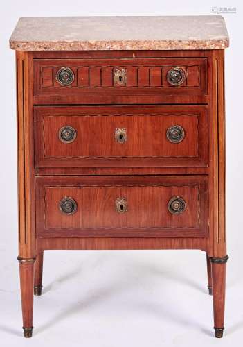 A French kingwood, mahogany and line inlaid petite commode, ...