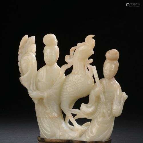 Groupe en jade céladon pâle sculpté Chine, XIXe s…