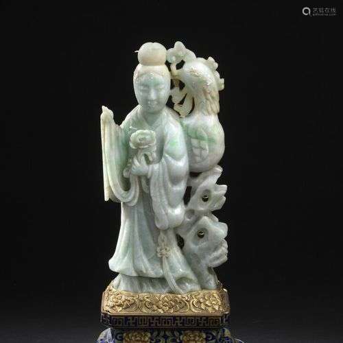 Groupe en jadéite sculptée Chine, XXe siècle Rep…