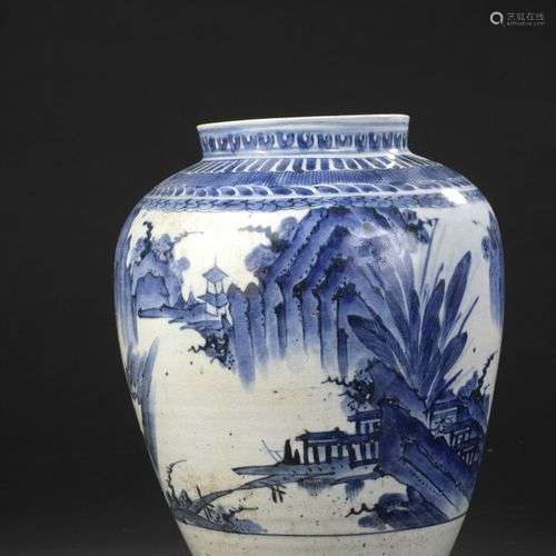 Vase en porcelaine Arita bleu blanc Japon, périod…