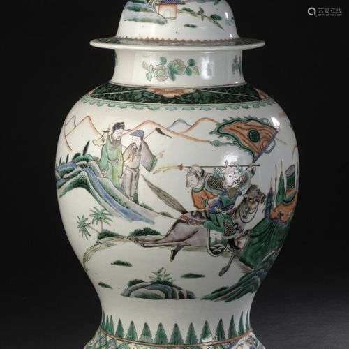 Potiche couverte en porcelaine famille verte Chine…