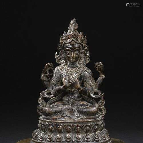 Statuette d'Avalokitesvara en bronze Chine, XVIII…