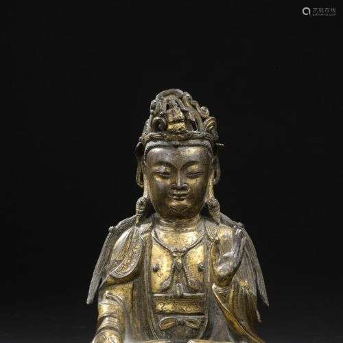 Statuette de bodhisattva en bronze doré Chine, dy…