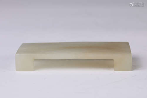 A Carved Rectangular Jade Ink-Stick Rest