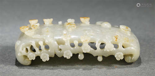 A Carved Flowers Jade Ink-Stick Rest