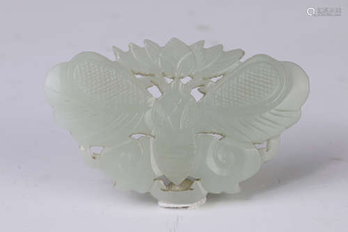 A Carved Jade Butterfly Pendant