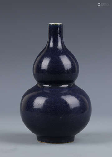 A Blue Glaze Porcelain Double-Gourds Vase