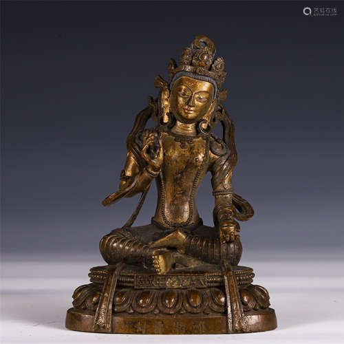 A Rare Gilt Bronze Seated Figure of Vajrasattva