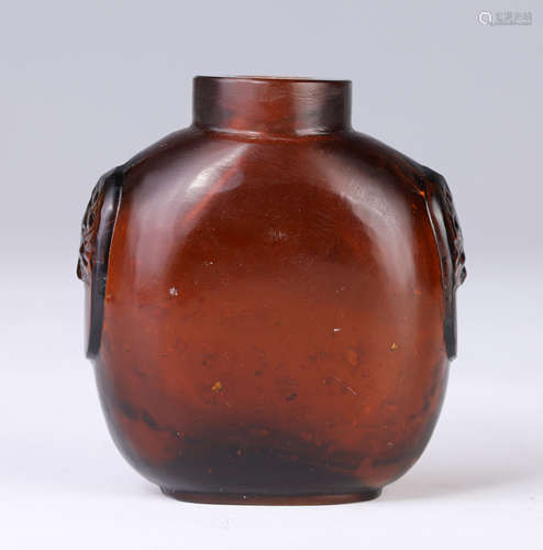 An Amber Snuff Bottle with Double Handles