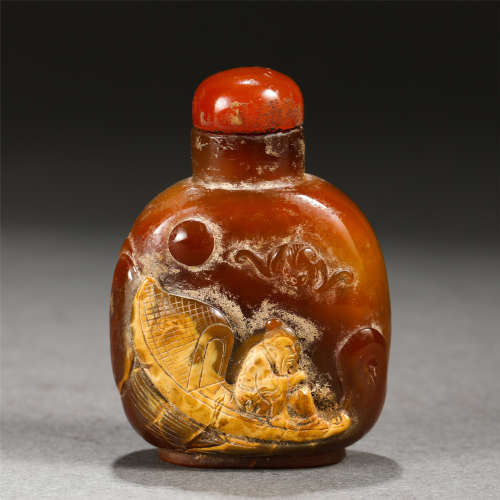 A Carved Agate Figural Snuff Bottle