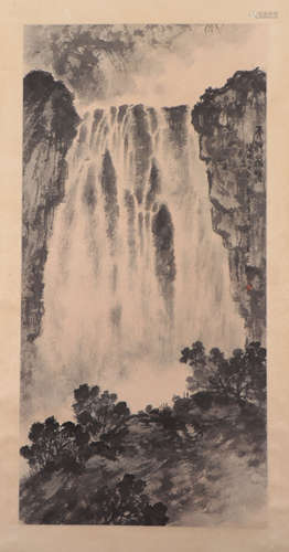 A Chinese Painting Depicting Waterfall Scenery