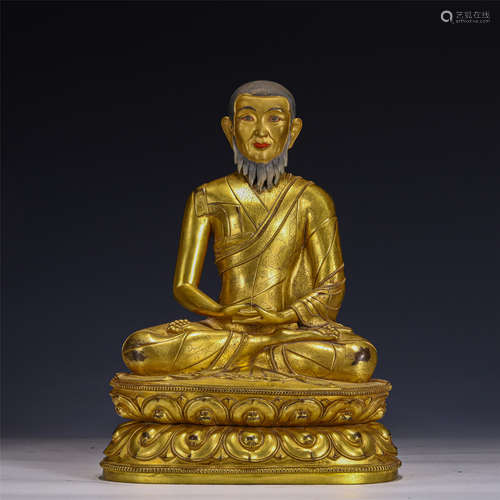 A Rare Gilt Bronze Seated Figure of Guru