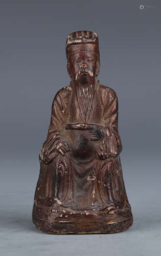 A Carved Wood of Taoist Figure