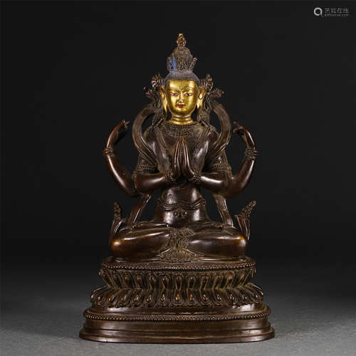 A Gilt Bronze Seated Figure of Tibetan Buddha