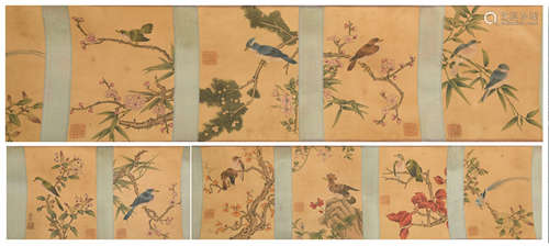 A Chinese Hand-Scroll of Flower-Bird Paintings