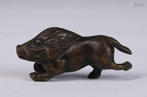 A Bronze Figure of Running Wild Boar