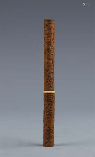 A Carved Boxwood Brush and Cover