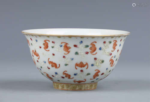 A Famille Rose Bat-and-Cloud Porcelain Bowl